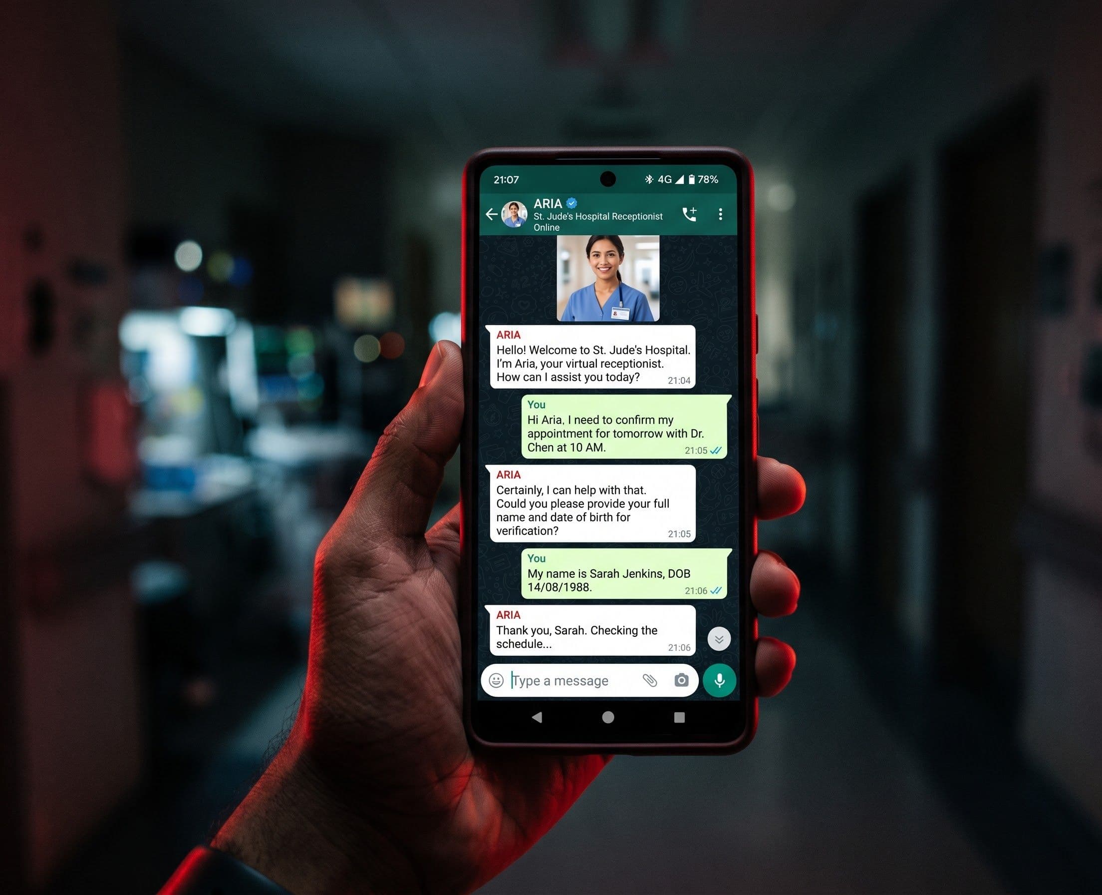 ARIA WhatsApp AI booking assistant conversation